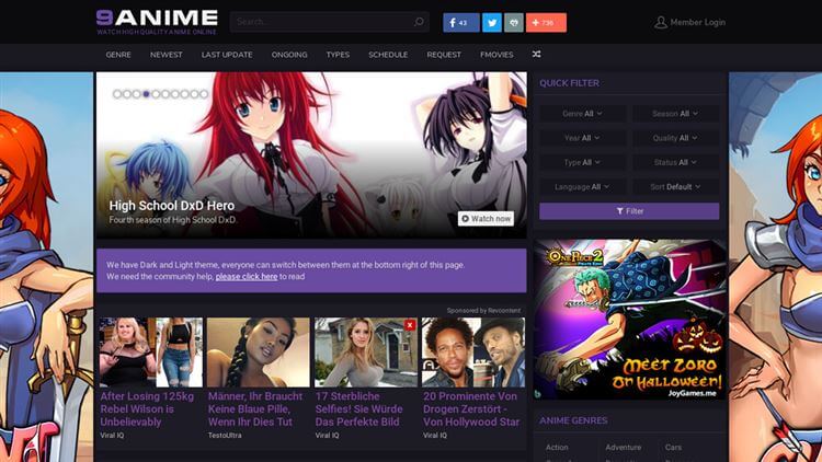 Advertise on 9 Anime Website - ADspot